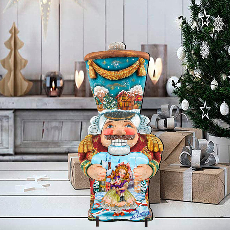 The Holiday Aisle 2 Piece Old World Nutcracker Santa Free Standing Wooden Garden Stake Set Wayfair